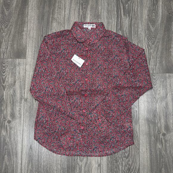 Uniqlo Tops - NEW Uniqlo Ines De La Fressange Top Red Blue Floral Button Up Shirt Womens Large